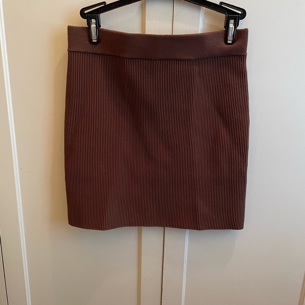 Open Edit brown rib knit skirt